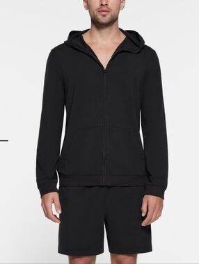 SKIMS jersey lounge black zip up mens hoodie in obsidian small